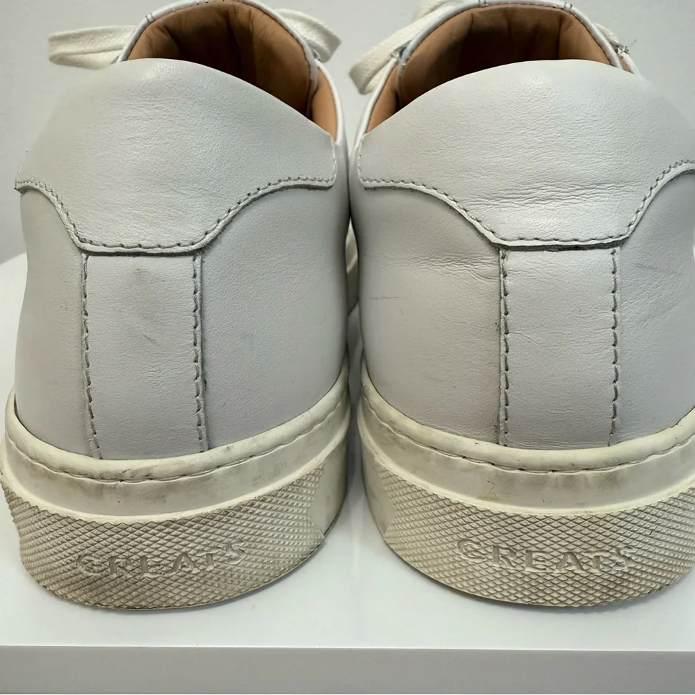 Greats Brooklyn White Leather Sneaker Lace Up Low Top Mens Size 10 Made in Italy